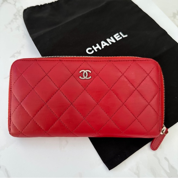 CHANEL Handbags - ᴇᴜᴄ ᴀᴜᴛʜᴇɴᴛɪᴄ 2011 ᴄʜᴀɴᴇʟ ʟᴀᴍʙꜱᴋɪɴ ᴍᴀᴛᴇʟᴀꜱꜱᴇ ᴢɪᴘ-ᴀʀᴏᴜɴᴅ ᴡᴀʟʟᴇᴛ
